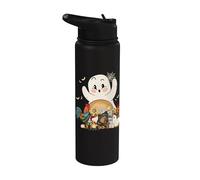 Spooky Ghost Trick Or Treat Chicken Farming Farmer Halloween Stainless Steel Insulated Water Bottle