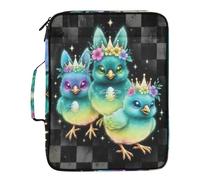 Spooky Ghostly Easter Chicks Design Multi Pocket Folder Easy to Carry 1.5-Inch 3-Ringing Binder with Extra Pockets with Zipper Closure for Office Supply