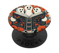 Spooky Ghosts Reading Book Cute Retro Floral Bookworm PopSockets Swappable PopGrip