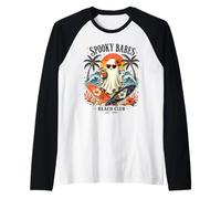 Spooky Girls Beach Crew Ghost Halloween Retro Summerween Raglan Baseball Tee
