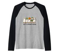 Spooky Goose Gang Halloween, Geese Walking Scary Funny Raglan Baseball Tee