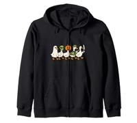 Spooky Goose Gang Halloween, Geese Walking Scary Funny Zip Hoodie