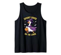 Spooky Goose On The Loose Funny Witch Pumpkin Halloween Tank Top