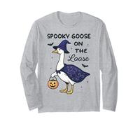 Spooky Goose on The Loose Halloween bat Witch hat Pumpkin Long Sleeve T-Shirt