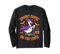 Spooky Goose On The Loose Halloween Crew Silly Witch Costume Long Sleeve T-Shirt