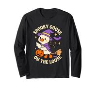 Spooky Goose On The Loose Halloween Silly Witch Women Long Sleeve T-Shirt