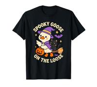 Spooky Goose On The Loose Halloween Silly Witch Women T-Shirt