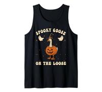 Spooky Goose On The Loose Witch Silly Animal Halloween Tank Top