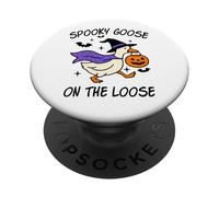 Spooky Goose On The Loose Witches Hat & Cape Funny Halloween PopSockets Adhesive PopGrip