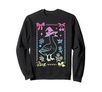 Spooky Goose Silly Witch Hat Coquette Bow Pastel Witch Girls Sweatshirt