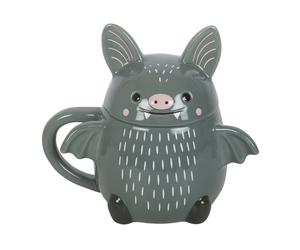 Spooky Gothic Cute Vampire Bat Grey Ceramic Gift Boxed Mug 450 ml capacity