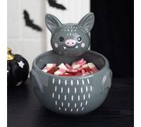Spooky Gothic Cute Vampire Bat Grey Ceramic Large Decorative Sharing Bowl