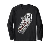 Spooky Grave Roses Halloween Occult Floral Coffin Long Sleeve T-Shirt