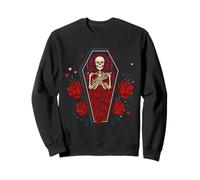Spooky Grave Roses Halloween Occult Floral Coffin Sweatshirt