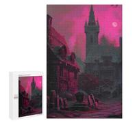 Spooky Graveyard with Haunted Houses Jigsaw Puzzle, 1000 PCS, Relaxing Activity for Adults, A Creative Way to Unwind after A Busy Day, for Family Fun