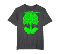 Spooky Green Bones Skeleton's Rib Cage Halloween Costume T-Shirt, Men's Big and Tall, Dark Heather Grey, 4X Tall