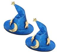 Spooky Hair Pins, 2pcs Halloween Wizard Hat Hair Clip | Shiny Star And Moon Costume Headwear Wizard Hat Hair Pins For Women