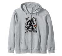 Spooky Halloween Bigfoot Live Your Truth Inspiring Cryptid Zip Hoodie