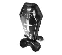Spooky Halloween Coffin Aluminum Foil Balloon Eerie Standing Decoration for Haunted House Parties Easy to Inflate for Halloween Celebration and Unique Party Atmosphere