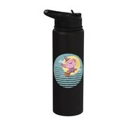 Spooky Halloween Cute Axolotl Rides a Witch's Broomstick Stainless Steel Insulated Water Bottle