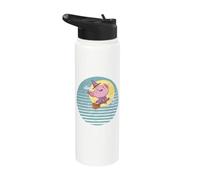 Spooky Halloween Cute Axolotl Rides a Witch's Broomstick Stainless Steel Insulated Water Bottle