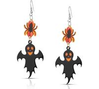 Spooky Halloween Earrings for Women Bat Ghost Pumpkin Skull Spider Earrings Dangle Drop Gothic Halloween Jewelry Gifts for Holiday Costume Party, One Size, Acrylic, No Gemstone