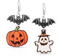 Spooky Halloween Earrings for Women Bat Ghost Pumpkin Skull Spider Earrings Dangle Drop Gothic Halloween Jewelry Gifts for Holiday Costume Party, One Size, Acrylic, No Gemstone