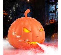 Spooky Halloween Fog Machine with 12 LED Colors, Bluetooth Speaker & Remote Control, Pumpkin Halloween Fogger Dense Smoke for Party Decor, Haunted House