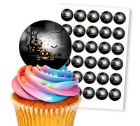 Spooky Halloween Haunted House, 30 Edible Paper 1.5" Cupcake Toppers