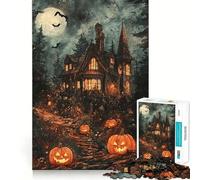 Spooky Halloween House with Pumpkins 1000 Piece Jigsaw Puzzle for Teenagers Brain Challenge Toy Relax Time Precise Cut Art Display 50x75cm