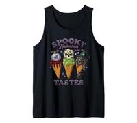 Spooky Halloween Ice Cream Witch Skull Eyeball Graphic Tank Top