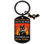 Spooky Halloween Keychain for Men Murder Drones Keychains Horror Gifts for Women Funny Cool Black Cat Key Chains Scream HorrorCar Accessories Christmas Gift for Boys Presents for HorrorMovie Lovers