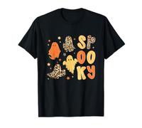 Spooky Halloween Leopard Ghost Boo Fall Vibes Women Girls T-Shirt