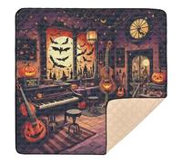 Spooky Halloween Music Room Decor Soft Foam Baby Playmat for Floor Portable Tummy Time Mat for Babies Infants Toddlers, 50'' x 50''