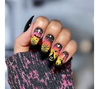 Spooky Halloween Press On Nails with Vibrant 3D Designs for Cosplay - 24PCS Short/Medium/Long Fake Nails Featuring Bats, Spider Webs & Pumpkins, Gothic Art, Fall, Autumn Christmas Stickers,