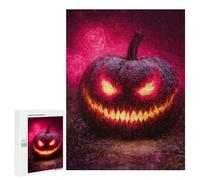 Spooky Halloween Pumpkin-2 Wooden Brain Teaser for Adults, 500 PCS - New Year Decoration, with A Decorative Finished Picture