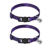 Spooky Halloween Purple Pet Collars for Cats, 2 Pack Cat Collars with Bell