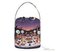 Spooky Halloween Stargazing Party Crochet Tote Bag Knitting Project Bags with Holes Crocheting Bag for Knitting Needles Knitting
