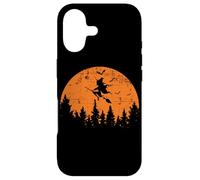 Spooky Halloween Witch Flying in Moonlight Forest Case for iPhone 17