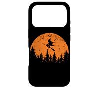 Spooky Halloween Witch Flying in Moonlight Forest Case for iPhone 17 Pro