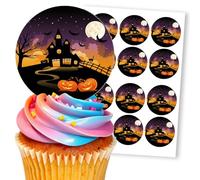 Spooky Haunted House Halloween, 12 Edible Paper 2.5" Cupcake Toppers