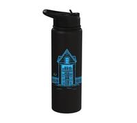 Spooky Haunted House Halloween Silhouette Outline Stainless Steel Insulated Water Bottle