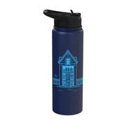 Spooky Haunted House Halloween Silhouette Outline Stainless Steel Insulated Water Bottle