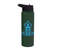 Spooky Haunted House Halloween Silhouette Outline Stainless Steel Insulated Water Bottle