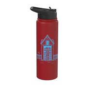 Spooky Haunted House Halloween Silhouette Outline Stainless Steel Insulated Water Bottle