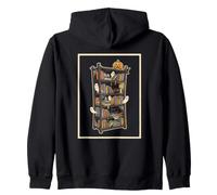 Spooky Haunted Library Bookcase Cute Ghost Book Lover Reader Zip Hoodie