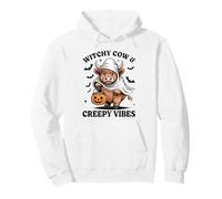 Spooky Highland Cow Halloween Funny Pumpkin Animals Lover Pullover Hoodie