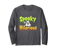 Spooky & Hilarious: Quirky Ghost Halloween Humor Long Sleeve T-Shirt, Adult Unisex, Dark Heather Grey, M