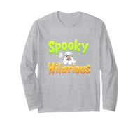 Spooky & Hilarious: Quirky Ghost Halloween Humor Long Sleeve T-Shirt, Adult Unisex, Heather Grey, L