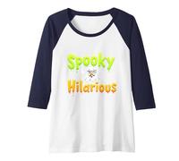 Spooky & Hilarious: Quirky Ghost Halloween Humor Raglan Baseball Tee, Women, Navy/White, XL